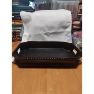 Large Dark Brown Wooden Rectangle Serving Tray with Handles Matte Finish